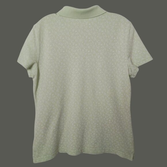 Basic Editions Womens Light Green Floral Polo Shirt Size Large - Picture 2 of 11